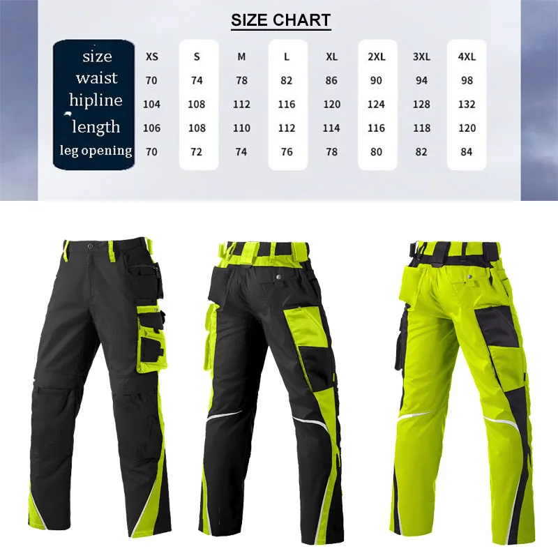 Cargo Pants Men Work Pants with Multi Pockets Hi Vis Two Tone Workwear Reflective Work Pants Working Pants Workwear Repairman