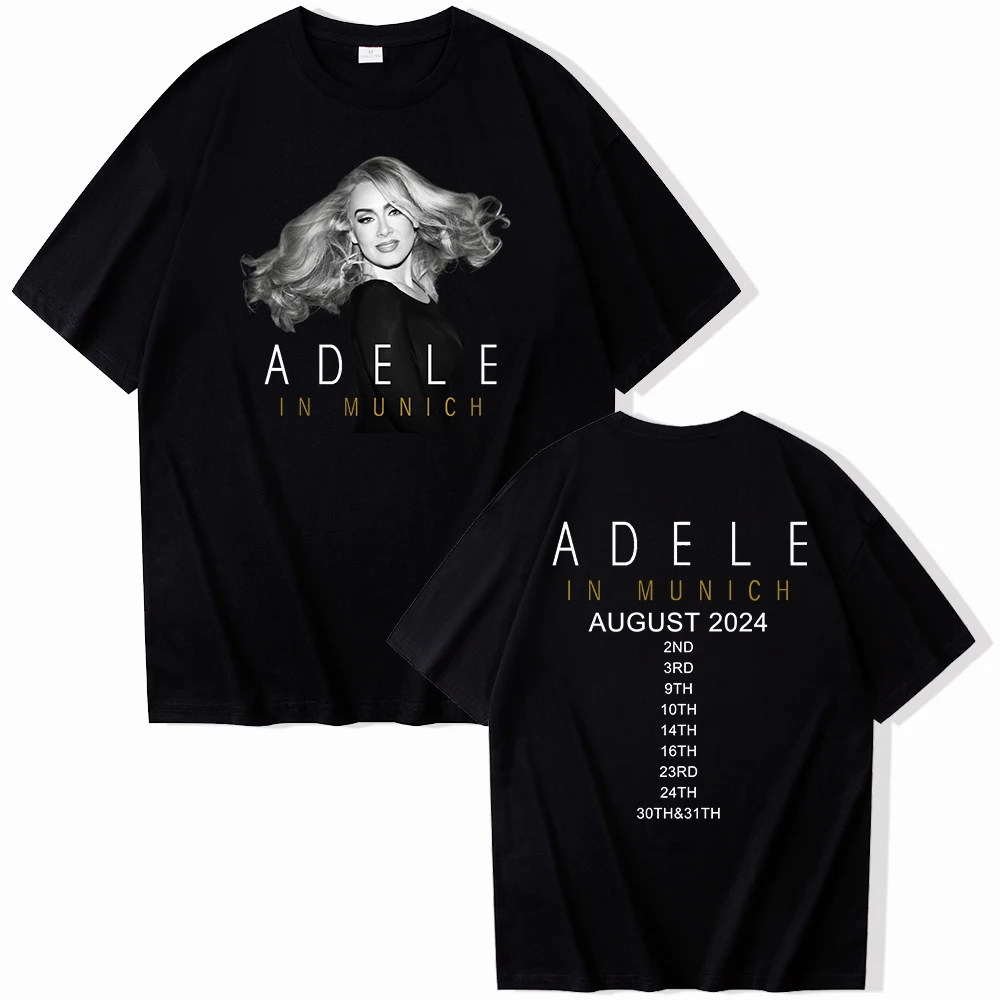 T-Shirt da donna 2024 Summer Adele Munich Tour girocollo allentata moda Casual Plus Size Fan abbigliamento camicia a maniche corte