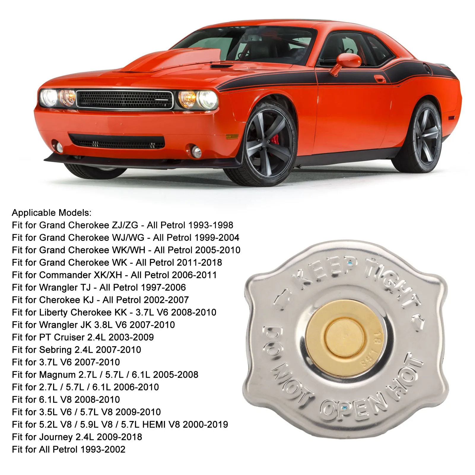 Car Radiator Cap Cover 52028974AA Coolant Radiator Cap for Jeep Grand Cherokee Commander Wrangler Liberty view 5
