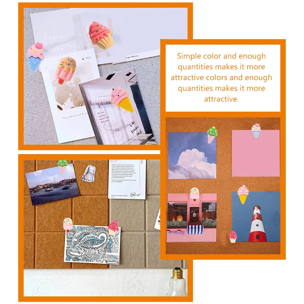 

30 Pcs Multifunction Ice Cream Shaped Thumbtack Plastic Pushpins for Cork Board