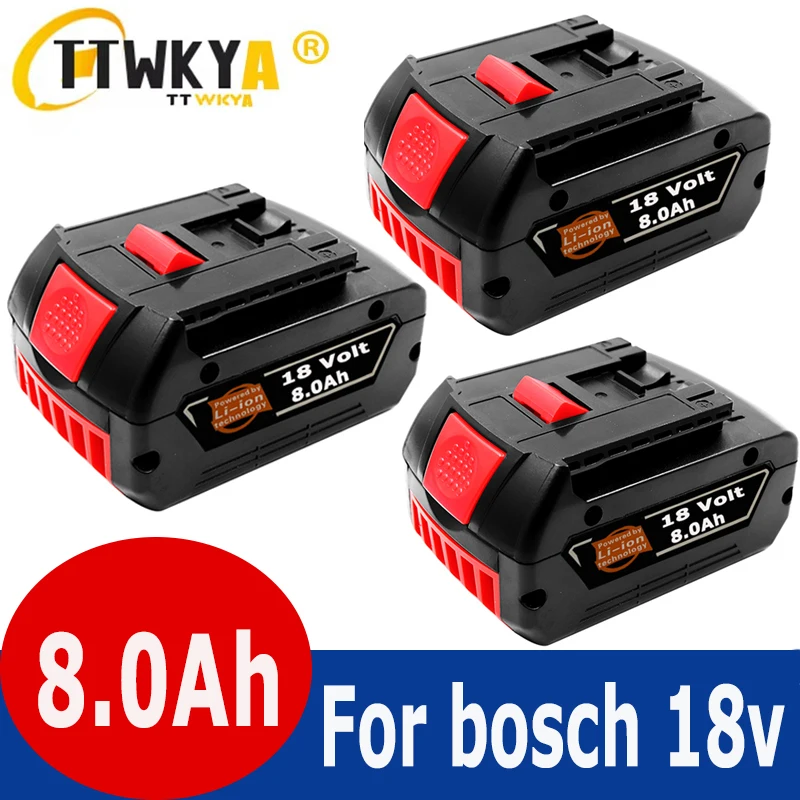 100% Original 18V 8.0Ah Lithium Ion Rechargeable Battery for Bosch 8000mAh Spare Power Tools Portable Replacement Indicator