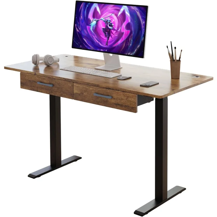 

2Drawer Height Adjustable 45 Electric Standing Desk for Home Office Upgraded Ultra Durable Large Rectangular Computer Table or