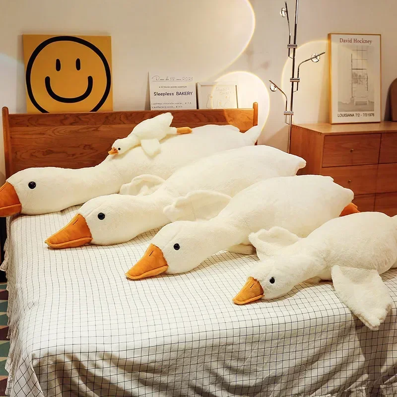 Juguetes de peluche de ganso blanco para niños y niñas, muñeco de peluche de pato esponjoso, lindo Animal para dormir, sofá, almohada, decoración,