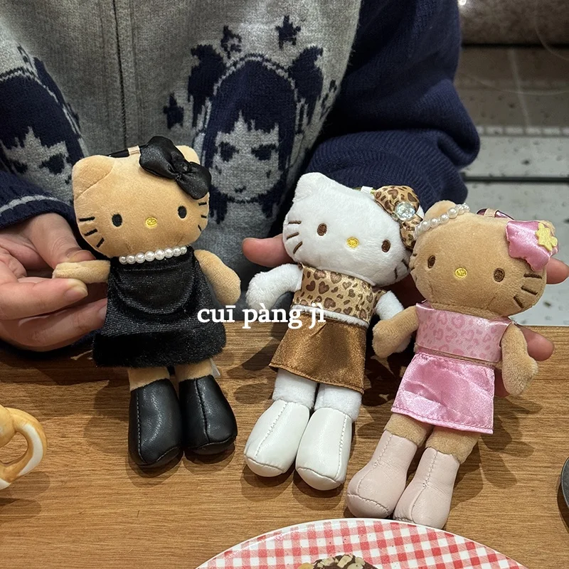 

Long Legs Leopard Print Black Kitty Keychain - Cute Kt Cat Heart Charm Bag & Book Accessory