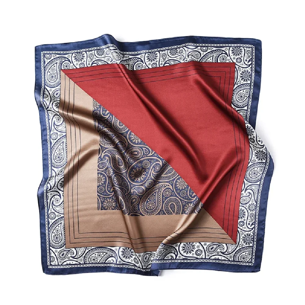 Men\'s 100 Silk Paisley Scarf Shawl Square Neckerchief Bride Wedding Muffler Business Casual Cravat 70cm