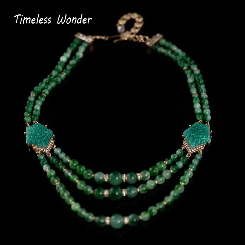 

Timeless Wonder Fancy Zircon Geo Beaded Pave Necklace for Women Designer Jewelry Trendy Gift Rare Top Classy 3346