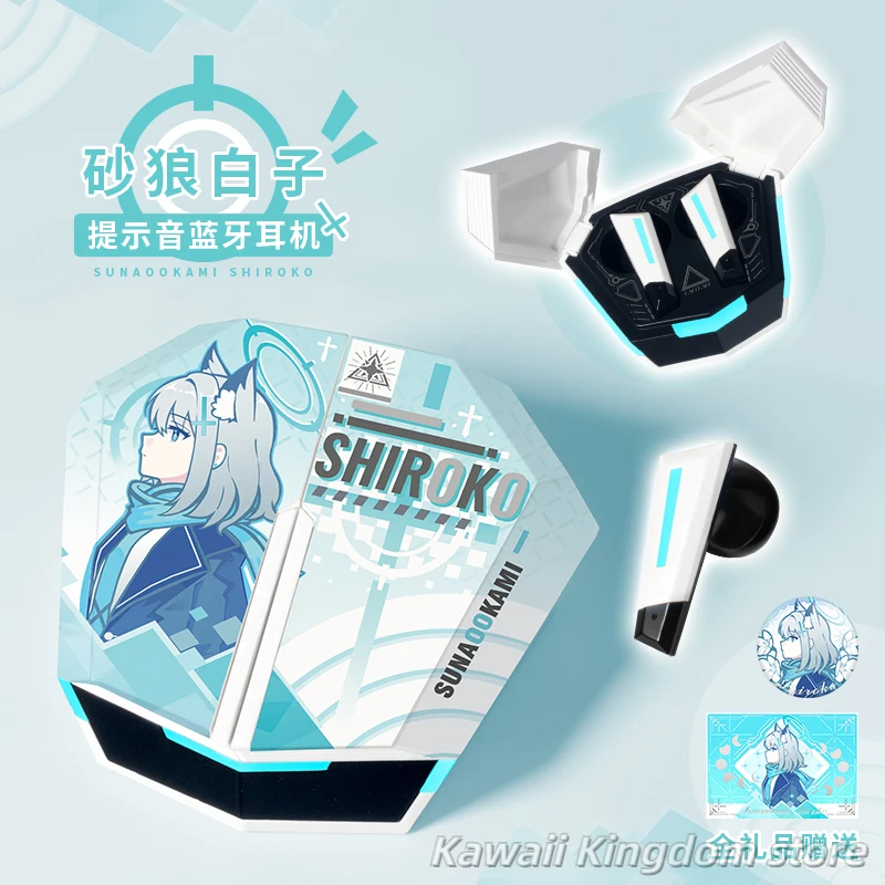 

Blue Archive Shiroko Sunaōkami Game Anime Bluetooth Headset Digital Display Charging Pod Student Cosplay Gift