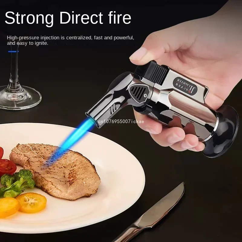 Blue Flame Windproof Turbine Gas Lighter Welding Torch Kitchen Cooking Adjustable Flame Powerful Airbrush Cigar Lighter