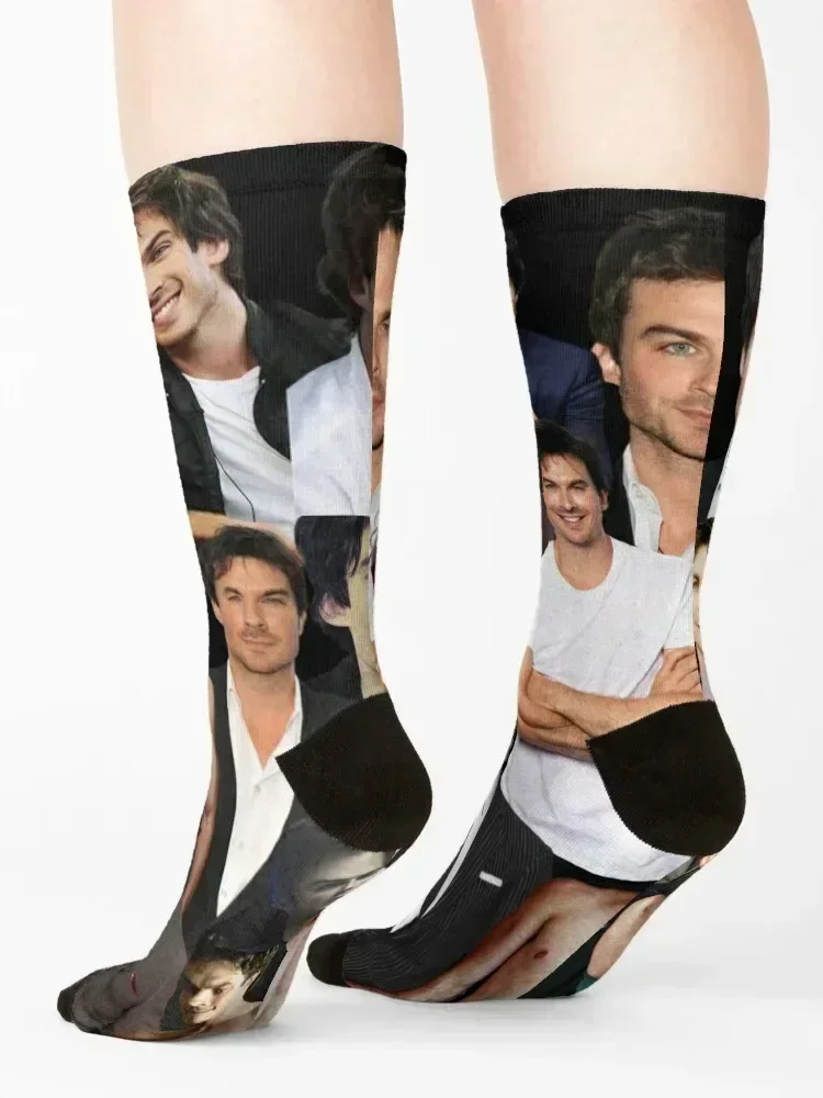 ian somerhalder photo collage Socks floor ankle moving stockings hip hop Socks Women's Men's