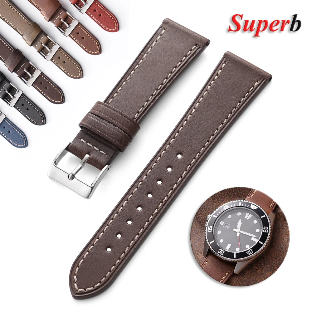 18 مللي متر 20 مللي متر 22 مللي متر خمر جلد العجل الساعات اليدوية الرجعية النفط الشمع حزام من الجلد لهواوي الرجال النساء حزام (استيك) ساعة اكسسوارات