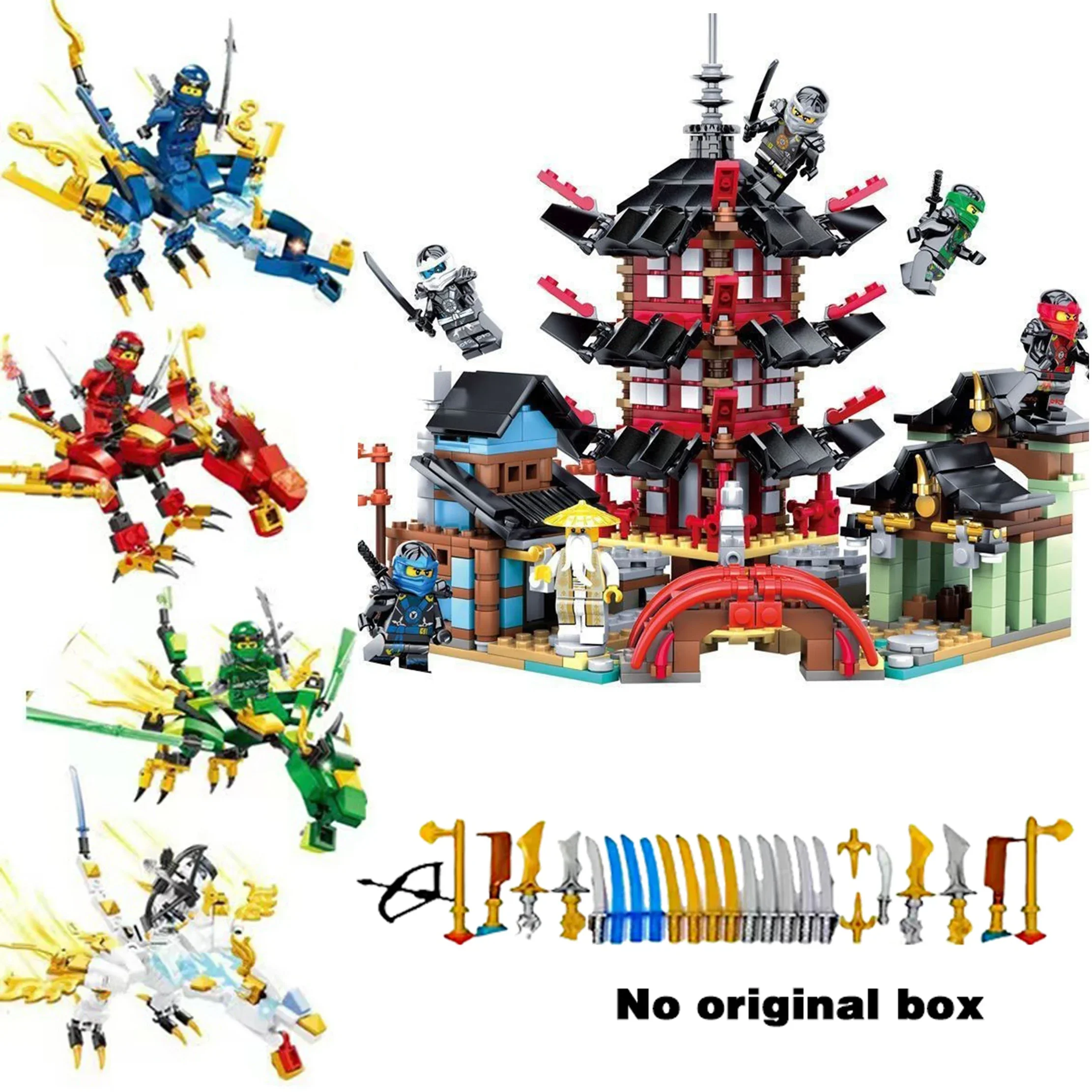 Ninja Legacy Kai Jay Zane Lloyd Motor Motorbike Temple building and four-element dragon building block toy Christmas gift