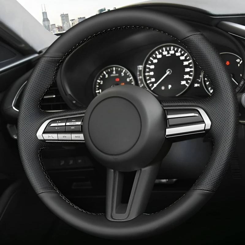 For Mazda3 Axela 20-25 Models Hand-Stitched Car Steering Breathable; Wear-Resistant; Skid-Proof Full Coverage Modification Desig