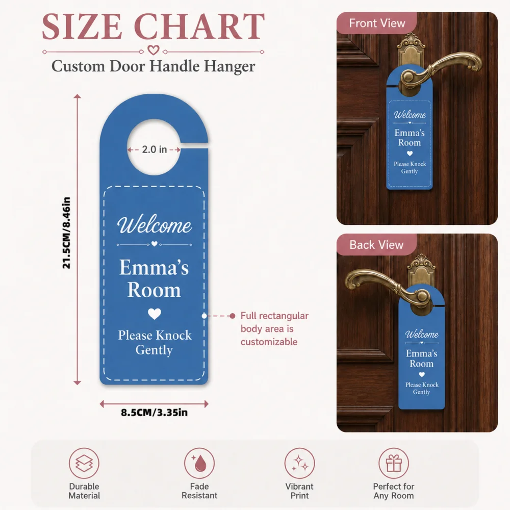 20Pcs Personalized Custom Your Text Double Desigh Sided Customized Door Handle Pendant Room Hanging Sign Door Hanger
