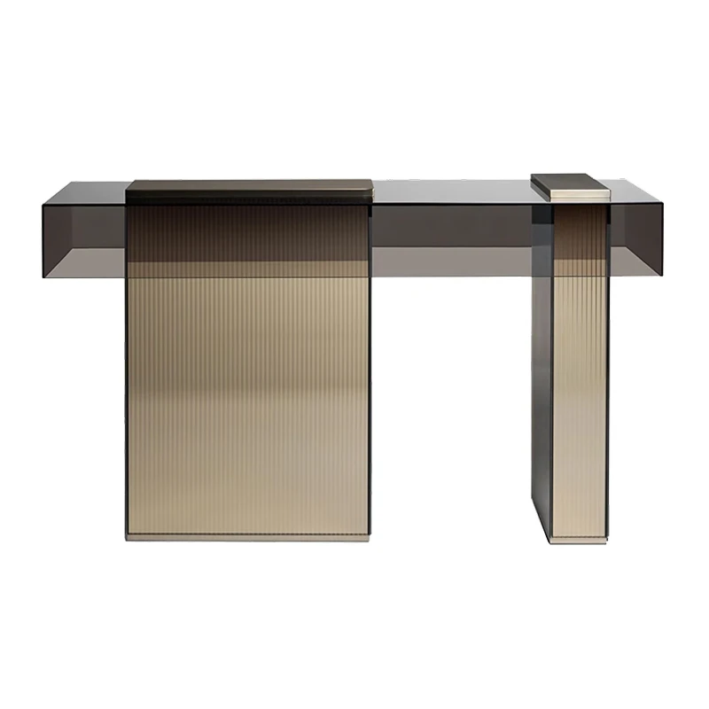 

Light luxury entrance cabinet designer glass narrow table facing the entrance hall modern simple entrance desk