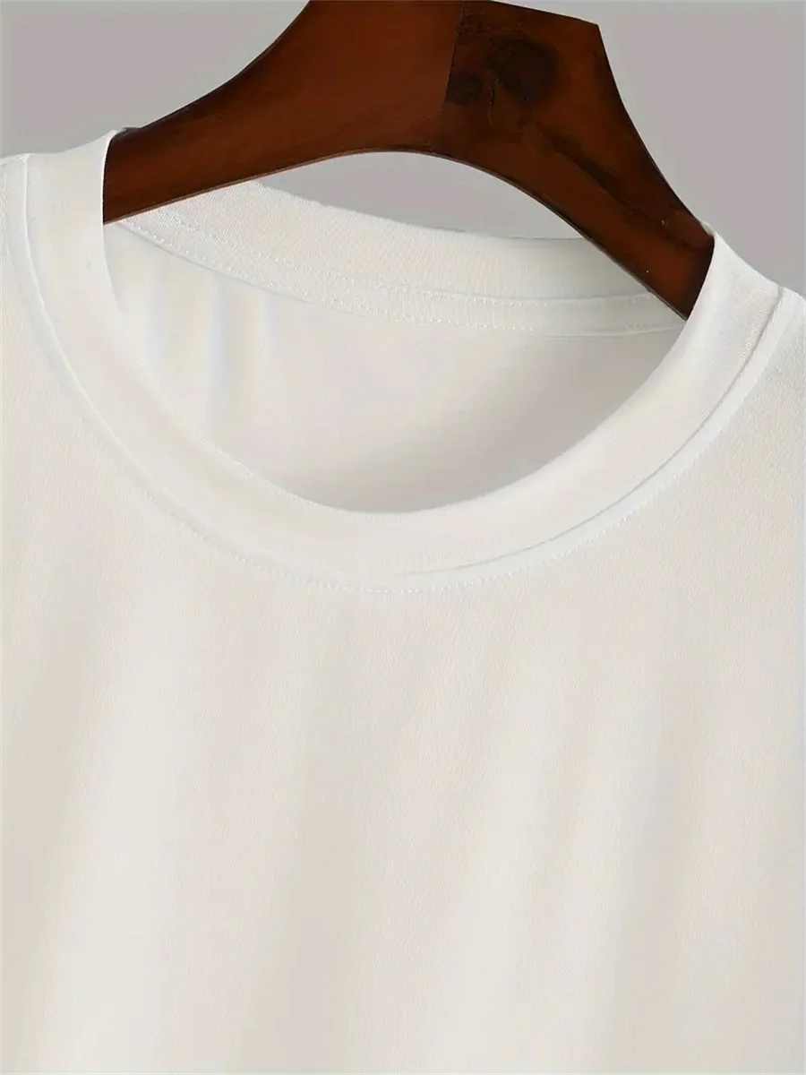 تي شيرت رجالي صيفي 100 قطن عصري غير رسمي فضفاض مقاس كبير مطبوع عليه عصابات الظهر تي شيرت برقبة دائرية وأكمام قصيرة #3