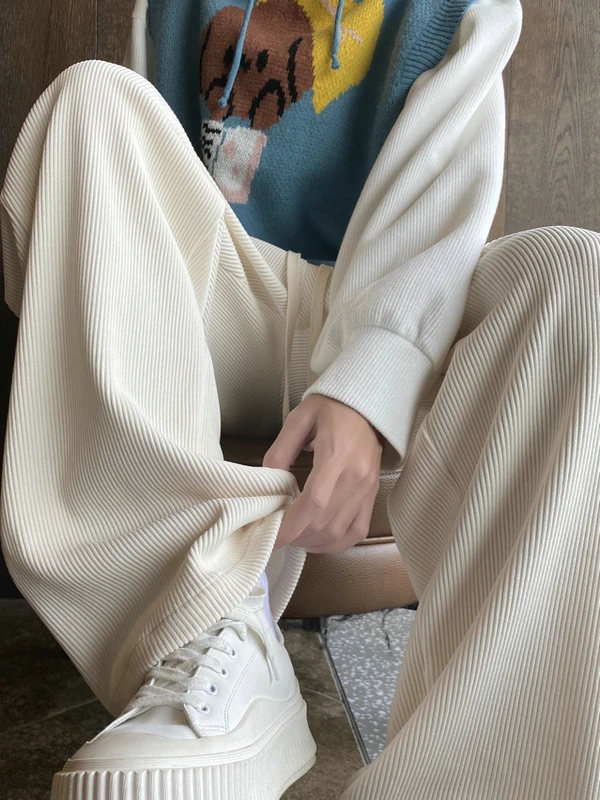 

Чистый вид, вельветовые мужские прямые брюки, свободный крой, повседневные брюки, тяжелые драпированные широкие спортивные штаны, весна-осень, модный тренд