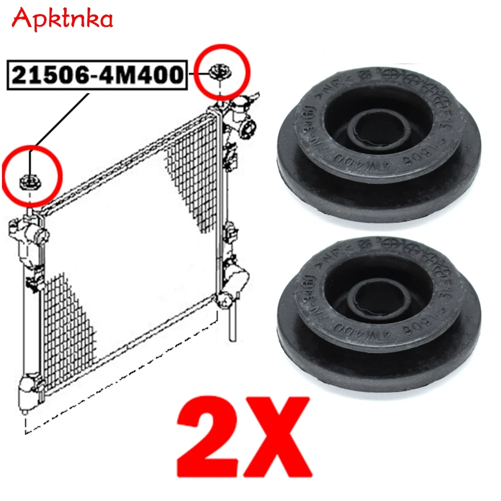 APKTNKA 2x Upper Radiator Mount Rubber Bushing For Nissan Ad Van Nv150 Wingroad Y11 Y12 Almera Elgrand E52 Bluebird Sylphy G10