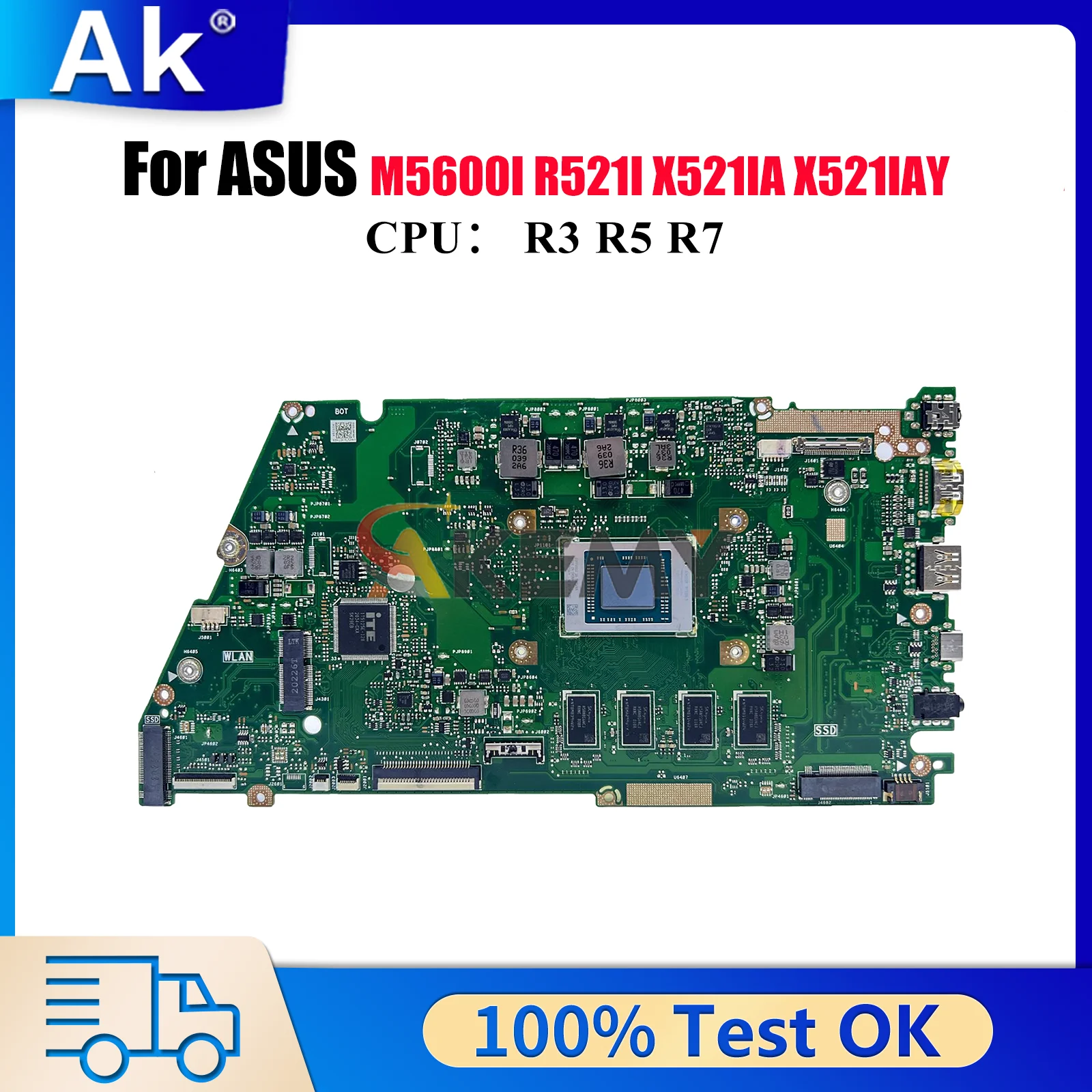 

X521IA Материнская плата для ноутбука ASUS VivoBook M5600I R521I X521IAY X521I X521IA Материнская плата для ноутбука с процессором R3 R5 R7 100% тест в порядке