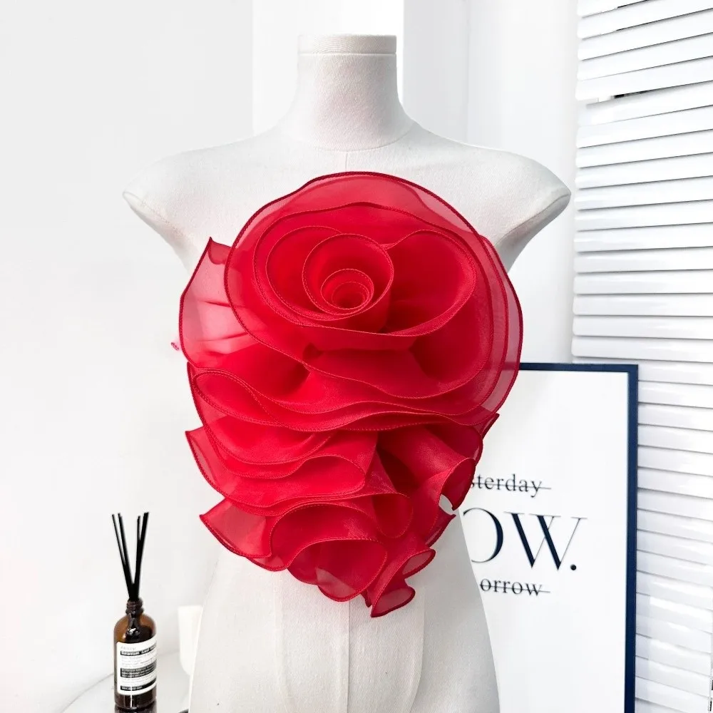New Multi-Layered Chiffon Rose Flower DIY Pleated 3D Chest Flower Handmade Puffy Clothing Decoration Corsage