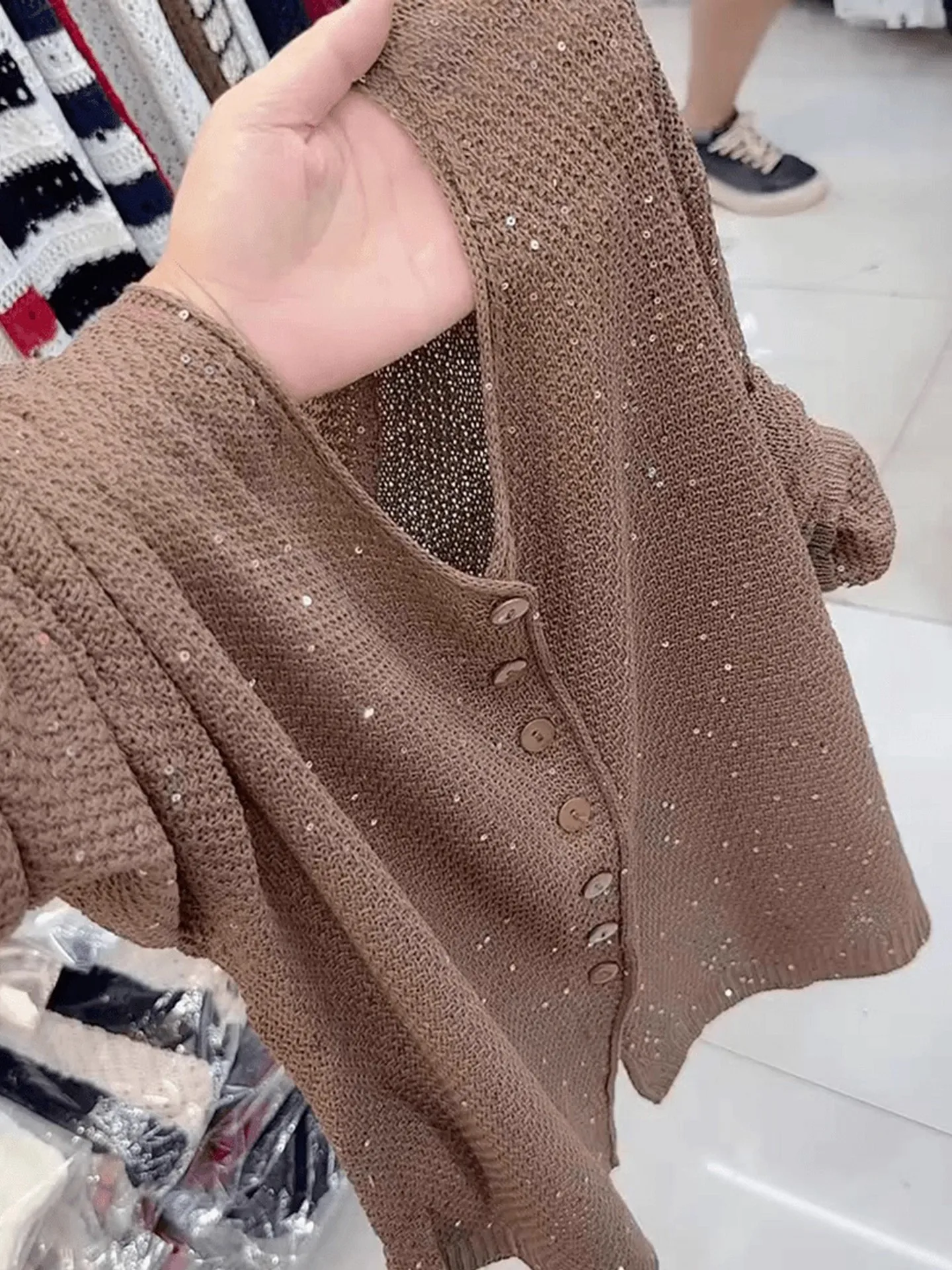 

American Sle V-Ne Retro Knitted Open Cardigan Women's Autumn Design Trendy Casual Ele Lazy Long Sve Top