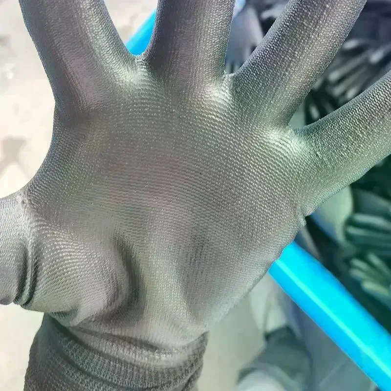 1 Pair Black Coating Nylon PU Gloves Anti Slip Dustproof For Woodworking Horticulture Automobile Maintenance Daily Use