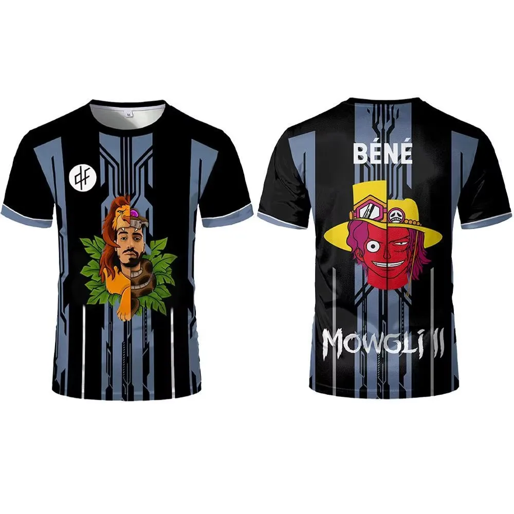 Men's comfortable jersey T-shirt, featuring trendy and cool cartoon images and geometric printed jersey