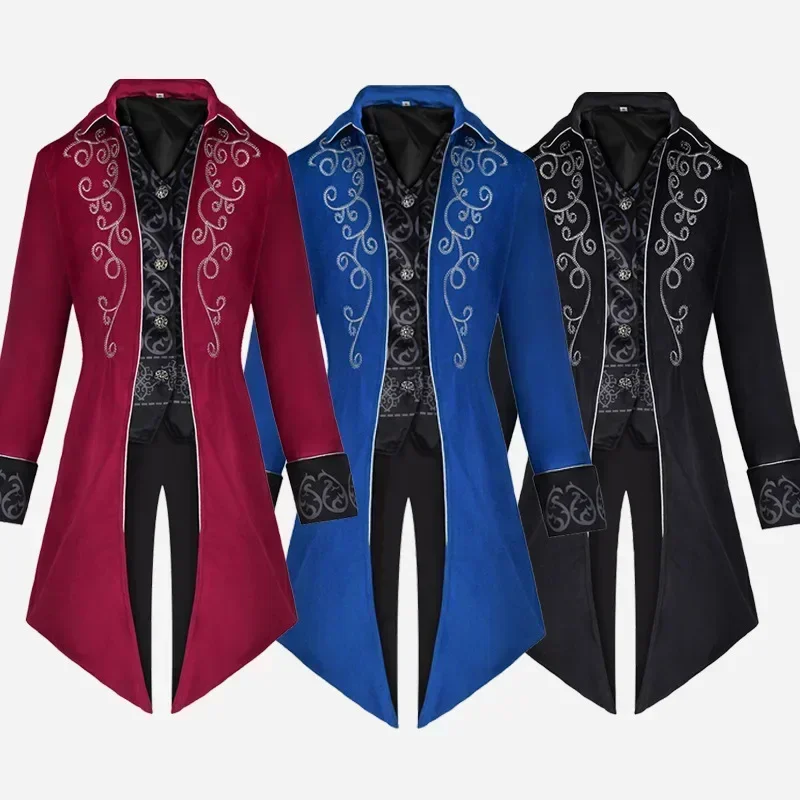 

Steampunk Vintage Tailcoat Medieval Frock Coat Gothic Embroidered Victorian Jacket Renaissance Costume For Men Xmas