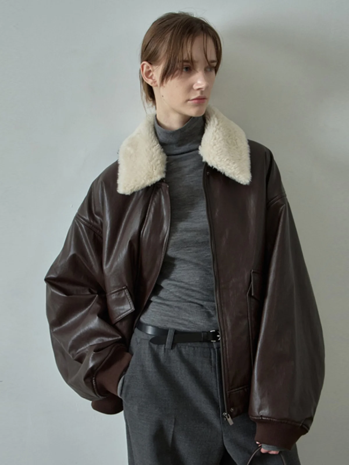 Jaet in pelle da donna Autunno Inverno Nuovo Sle Collo in pelliccia staccabile Cappotto classico oversize Anouk Yve Marca Long Sve PU Le...