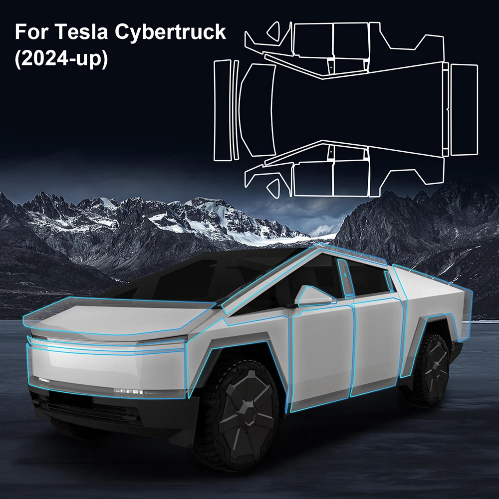 

ТПУ Невидимый для Tesla Cybertruck 2024-Up Защитная пленка для краски автомобиля прозрачный бюстгальтер Ppf Набор наклеек против царапин аксессуары