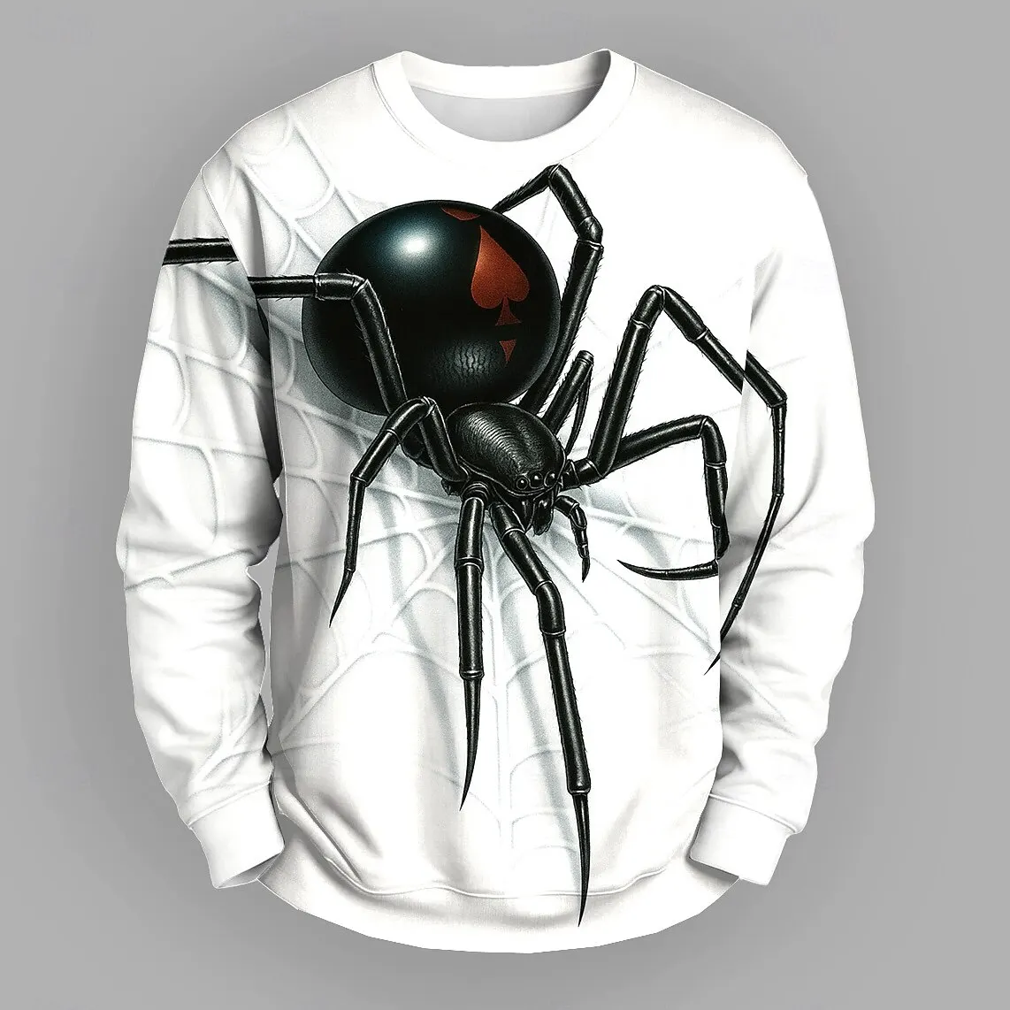 

Men's 3D Spider Print Long Sleeve Sweatshirts Creative Personality Design Round Neck Pullover Autumn Fashion Cool Casual Clothes