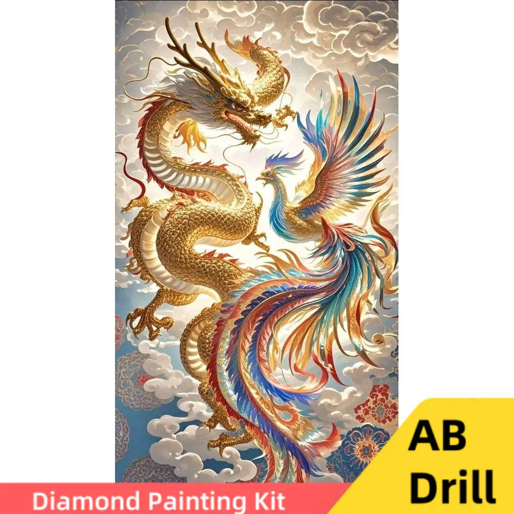 

AB Drill 5d Diy Азиатский Дракон и Феникс Искусство Алмазная Картина Мозаика Вышивка Полный Квадратный Круглый Китайский Фэн-Шуй Настенный Декор