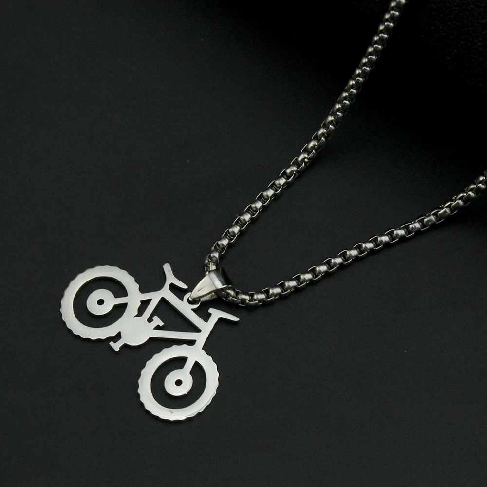 Bike Bicycle Necklace Women Girls Boys Stainless Steel Pendant Trendy Party Jewelry Sports Cyclists Lover Gift