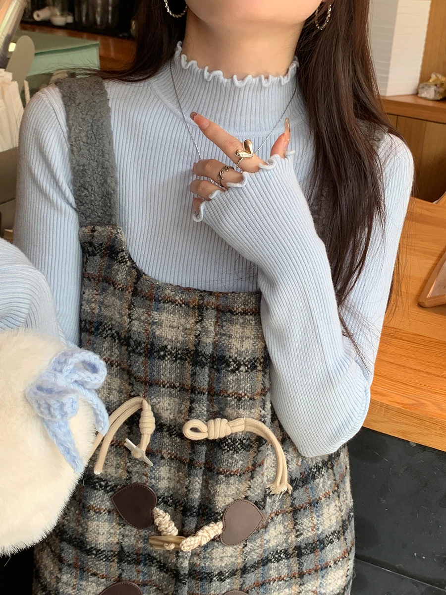 Turtleneck Slim‑Fit Tight Long‑Sleeve Knit Women Pullover 2026 Autumn Winter New Chic Versatile Sweater Layering Basic Knit Tops