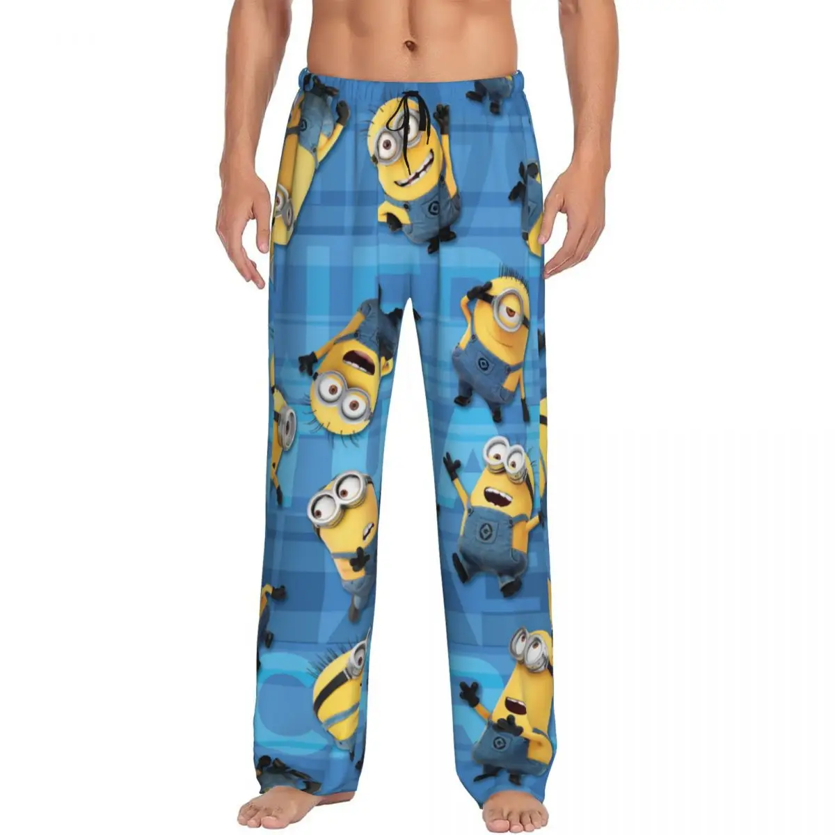 Pantalones de pijama de Minions personalizados para hombres, ropa de dormir, pantalones de dormir de dibujos animados, pantalones elásticos con bolsillos