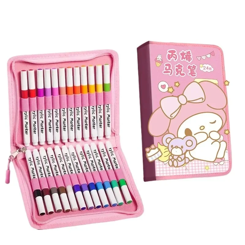 Sanrio marcador acrílico crianças estudantes caneta aquarela especial jardim de infância arte colorir escova à prova dwaterproof água caixa de presente atacado