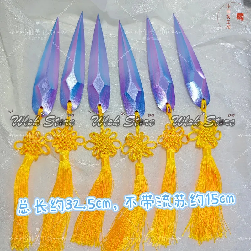 Zizi 2025 أنيمي KPop شيطان HUNTR/X زوي تأثيري الدعائم 6 قطعة السكاكين الطائرة مع الصينية عقدة شرابة للنساء حفلة الهالوين Carn