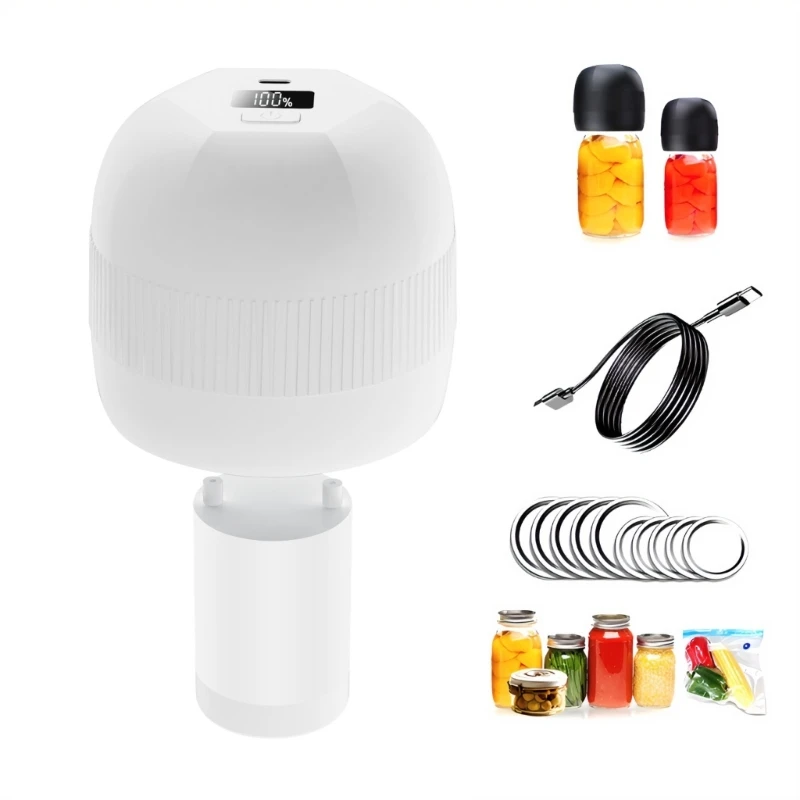 D0AB Electric Jar Vacuum Sealer with LCD Digital Display Automatic Preserver Sealing Machine Kitchen Appliance