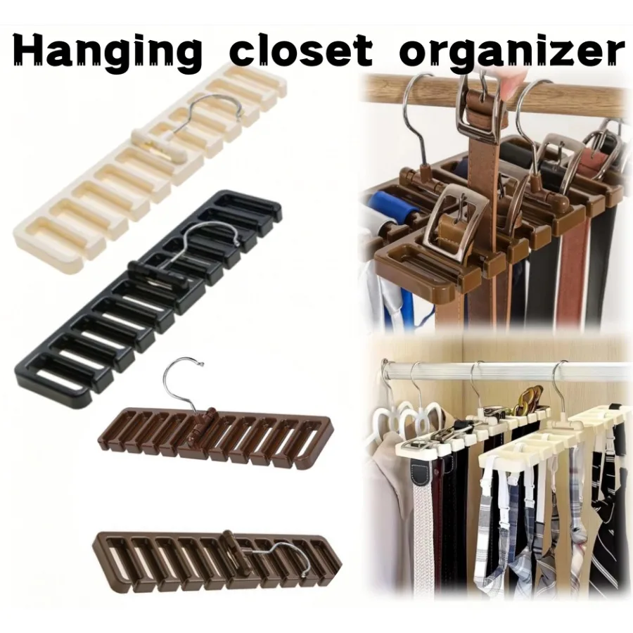 1-3 Stück Drehbarer Gürtel-Organizer mit 10 Kartenfächern, Platzsparender Kleiderbügel für Gürtel, Krawatten und Accessoires, Werkzeug zur Haushaltsorganisation – Detail 1