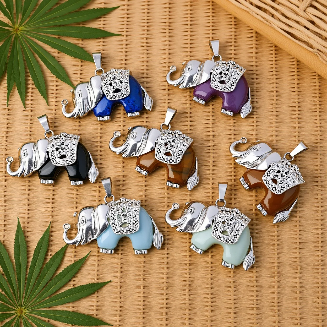 Gemstone Pendant Smooth Jewelry Pendant Elephant Pendant Modern Minimalist For Daily Wear Relatives Classmates