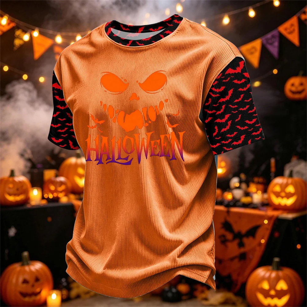 3D Print Horror Red Bat Halloween T-shirt For Men Festival Street Wear Funny T Shirts 2026 Halloween Mischief Fashion Tee Top