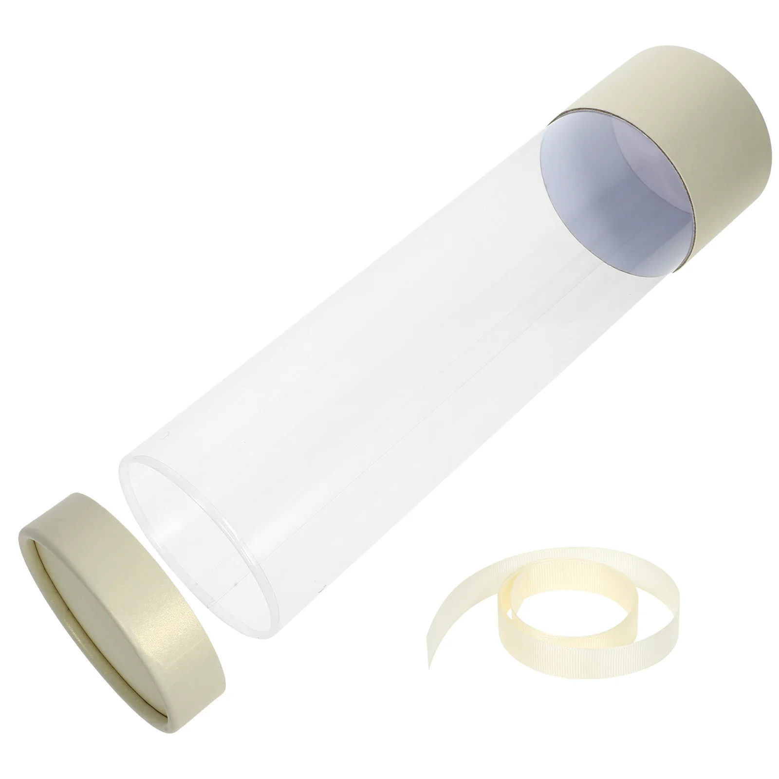 

Durable Transparent Cylindrical Flower Box Romantic Color Easy Carry Flower Bouquet Packaging Gift Box Valentine's Day