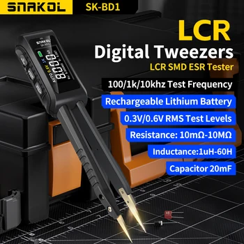 Mini pinzas digitales inteligentes LCR SMD ESR, probador de resistencia, capacitancia, inductancia, diodo de continuidad, medidor de prueba de componentes electrónicos