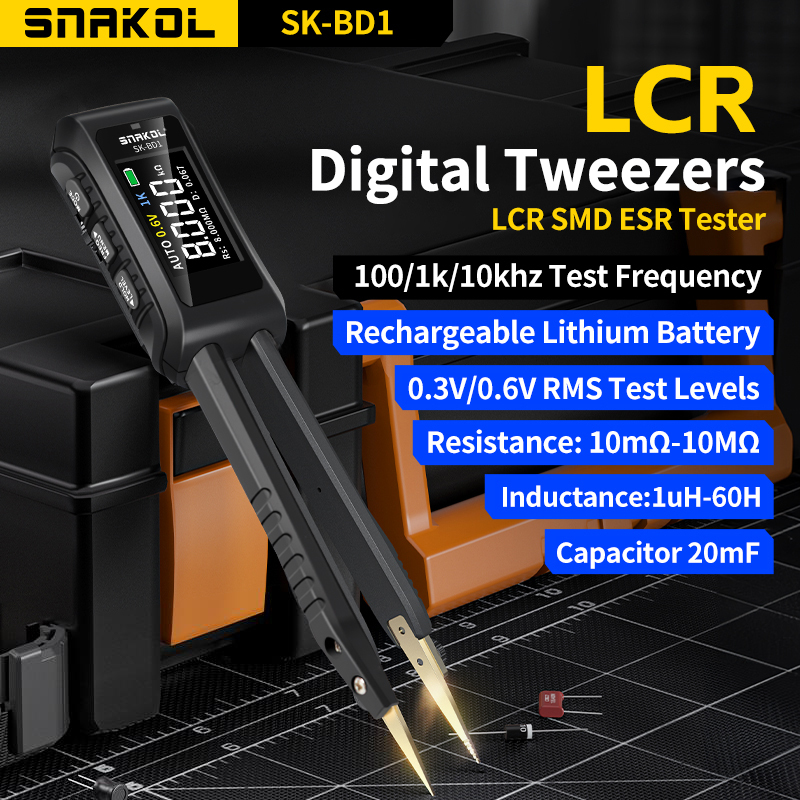 Mini Smart Digital Tweezer LCR SMD ESR Tester Resistance Capacitance Inductance Continuity Diode Electronic component Test Meter