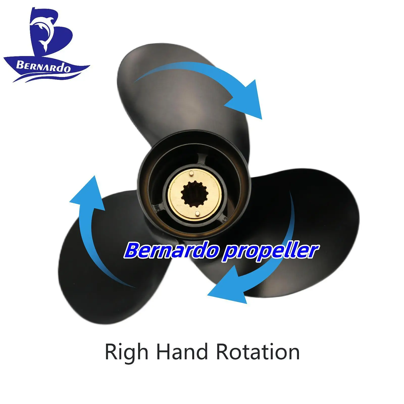 Bernardo Boat Propeller 10 1/8x15 Fit Mercury Outboard Engine 25 30 40 45 48 50 55 60 70HP Motor Aluminum 3 Blade13 Tooth Spline