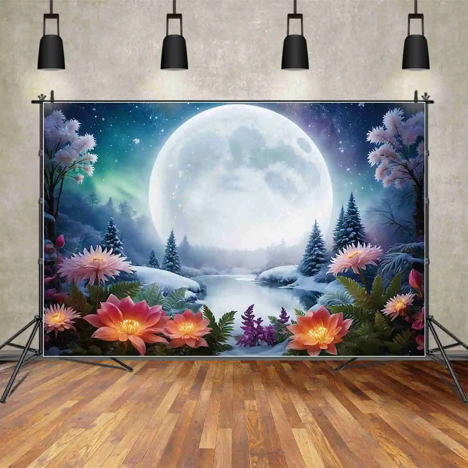 MOON.QG Winter Scene Background Girls Fairy Princess Birthday Photo Backdrop Children's Enchanted Party Photography Accessories