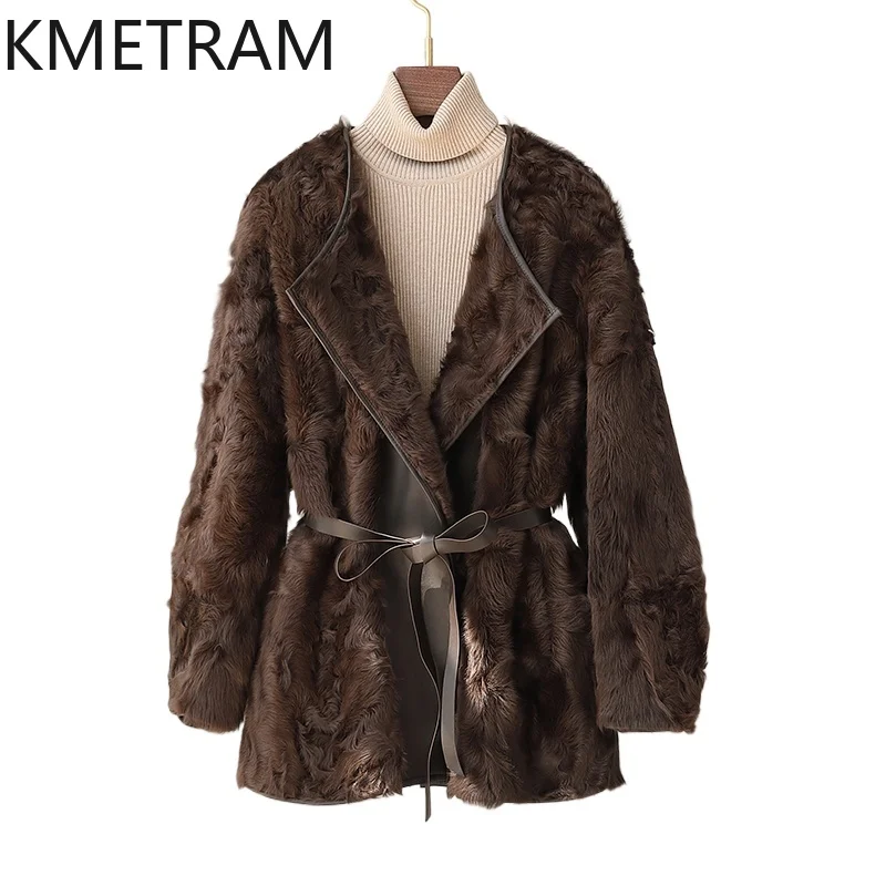 100% Natural Wool Sheepskin Double Faced Fur Coat Woman Luxury V-neck Real Fur Jacket Women Winter Clothes 2025 шуба женская