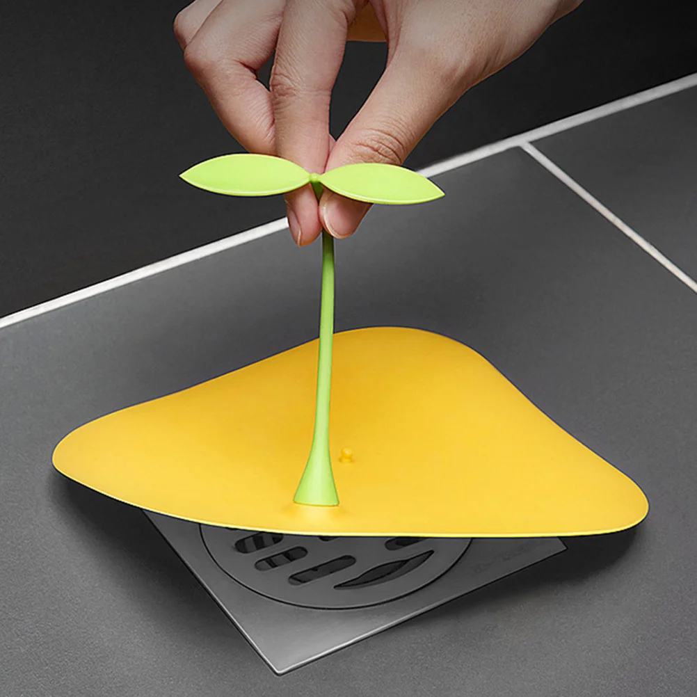 

2Pcs Kitchen Sink Stopper Silicone Seal Cover Adorable Bean Sprouts Shape Reusable Non-Slip Floor Drain Sealed Cover