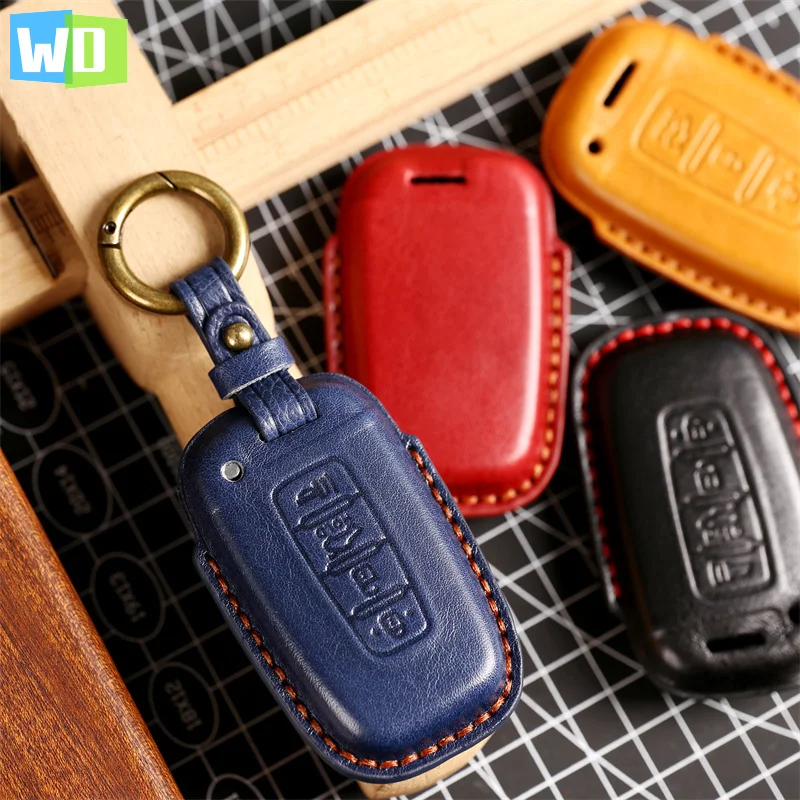 

Leather Key Cover Case For Hyundai Solaris HB20 Veloster SR IX35 Accent Elantra I30 For KIA RIO K2 K3 Sportage Auto Accessories