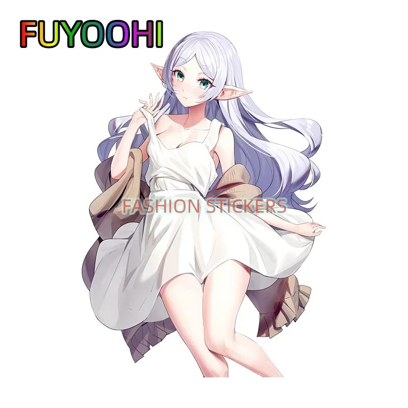 FUYOOHI Play Stickers Frieren Anime Girl ملصق سيارة شخصية لوح التزلج واقية من الشمس الزجاج الأمامي ملصق الديكور #2