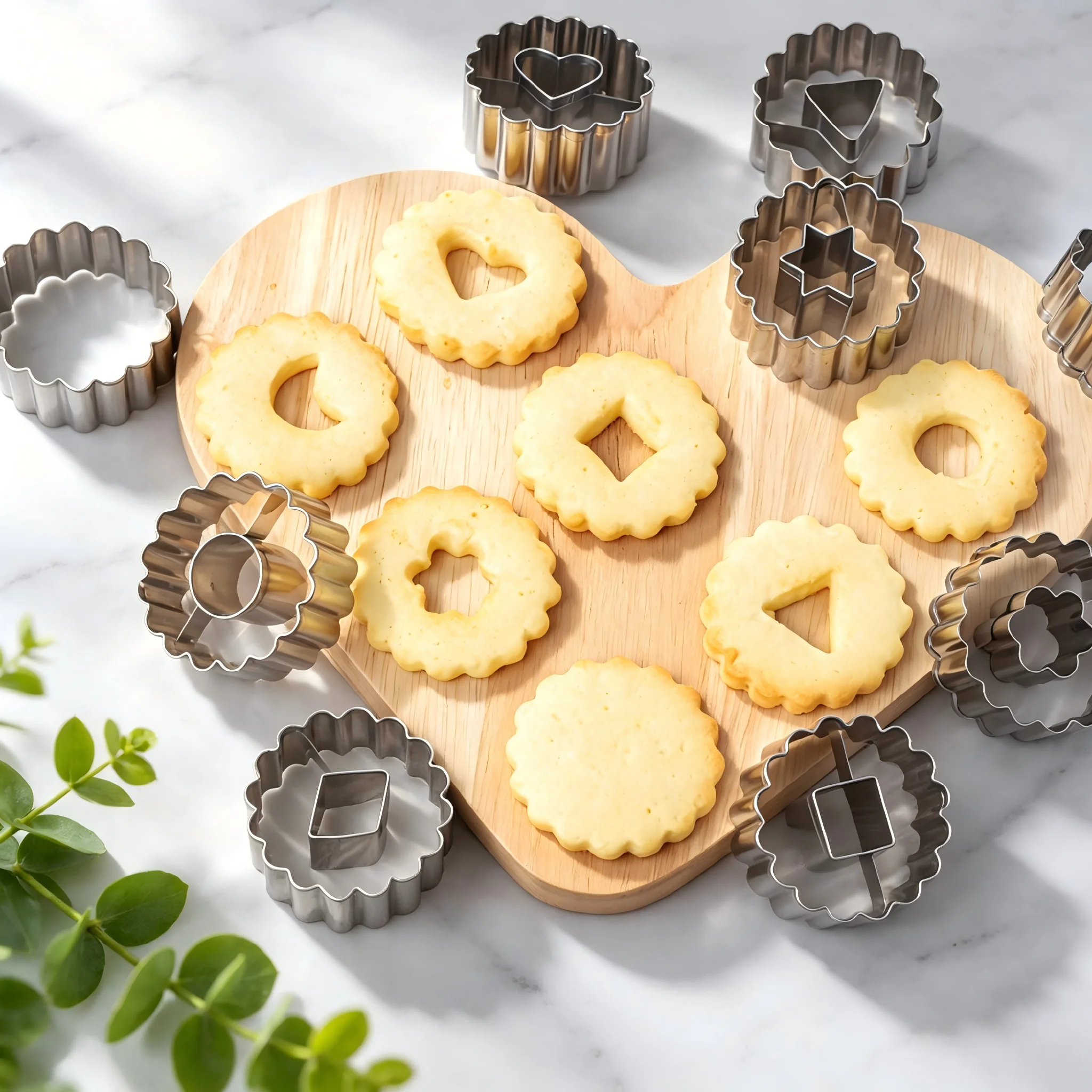 9PCS Jam Cookie Cutter Set Food Grade Moon Star Heart Flower Easy Clean Molds for Fondant Biscuit Pastry Home Baking